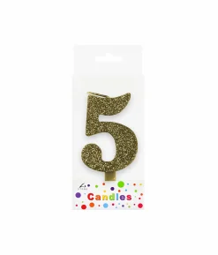 Glitter Gold Number Candle 5
