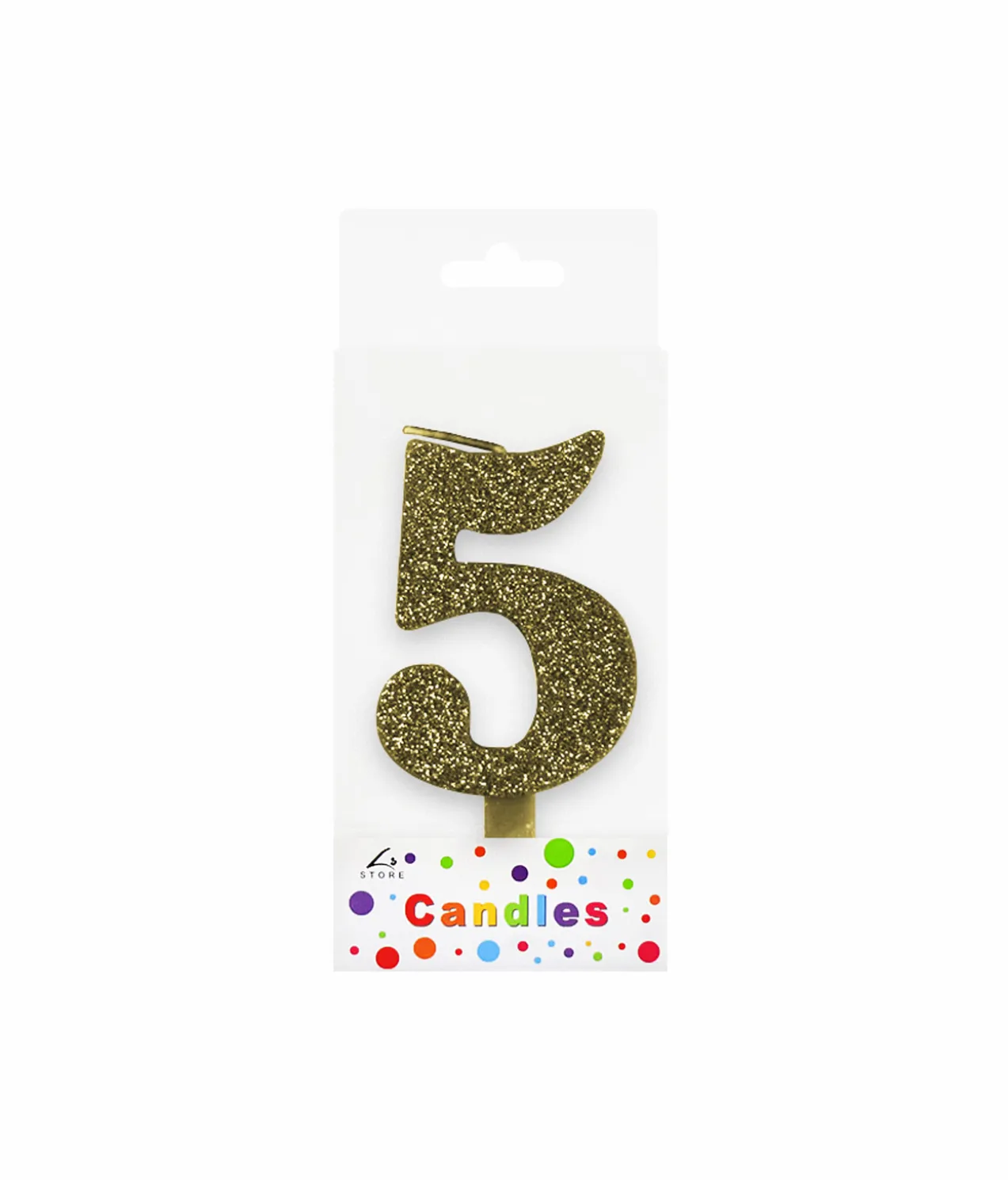 Glitter Gold Number Candle 5
