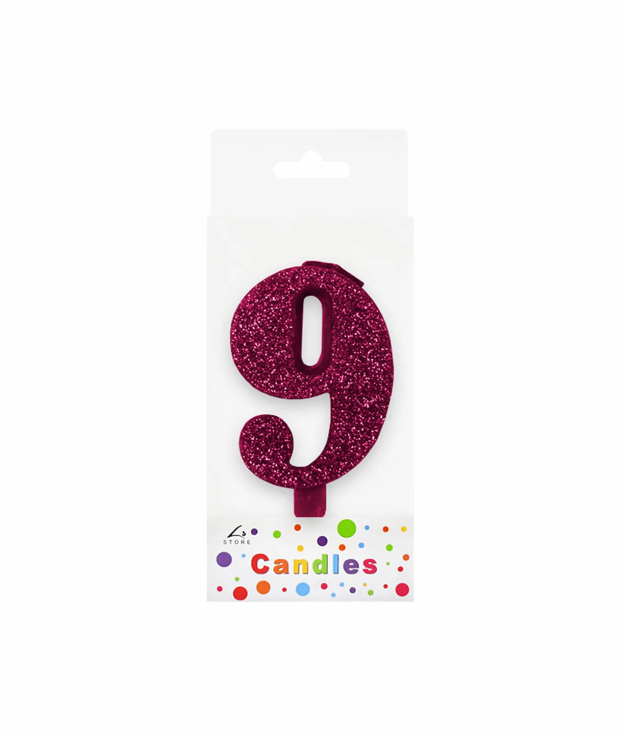Glitter Magenta Number Candle 9