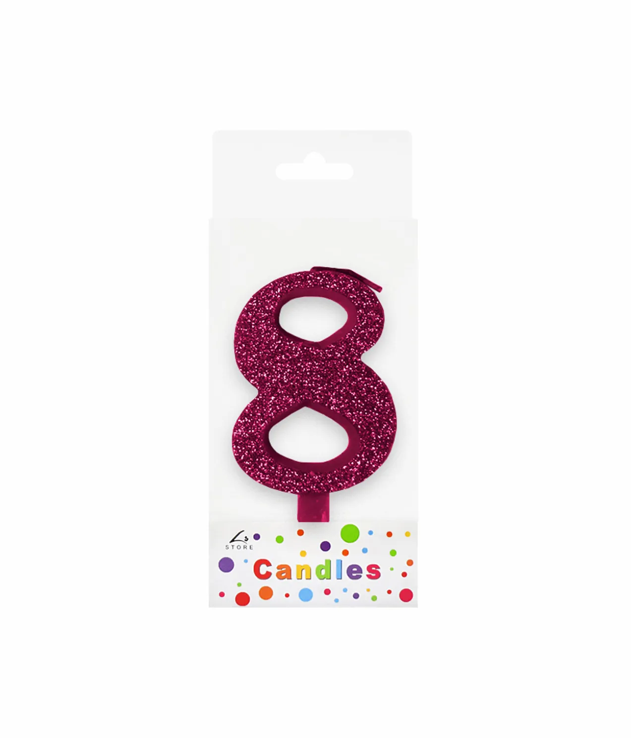 Glitter Magenta Number Candle 8