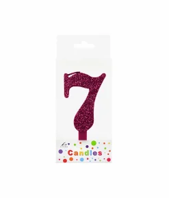 Glitter Magenta Number Candle 7