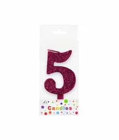 Glitter Magenta Number Candle 5