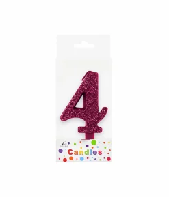 Glitter Magenta Number Candle 4