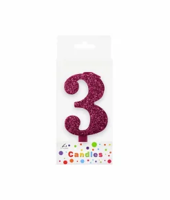 Glitter Magenta Number Candle 3