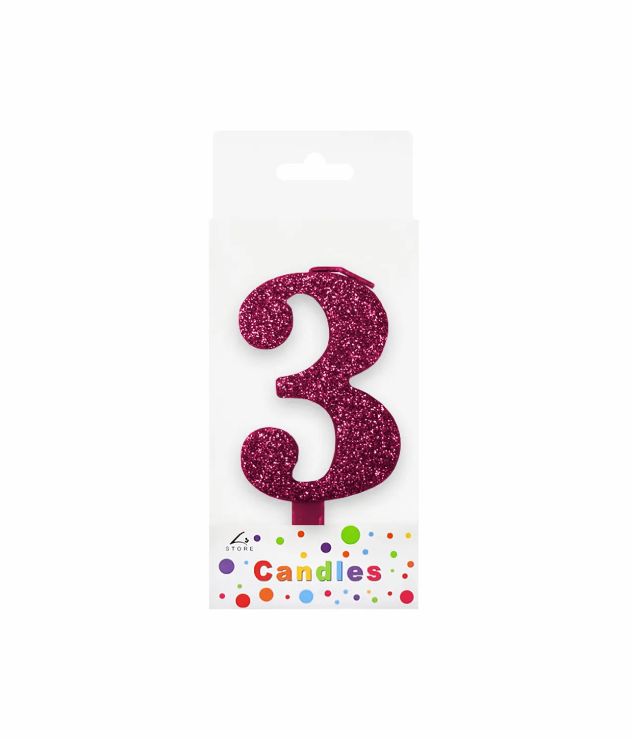 Glitter Magenta Number Candle 3