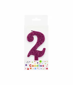 Glitter Magenta Number Candle 2