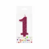 Glitter Magenta Number Candle 1