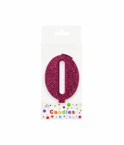 Glitter Magenta Number Candle 0