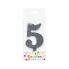 Glitter Silver Number Candle 5