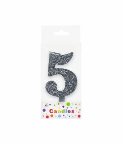 Glitter Silver Number Candle 5