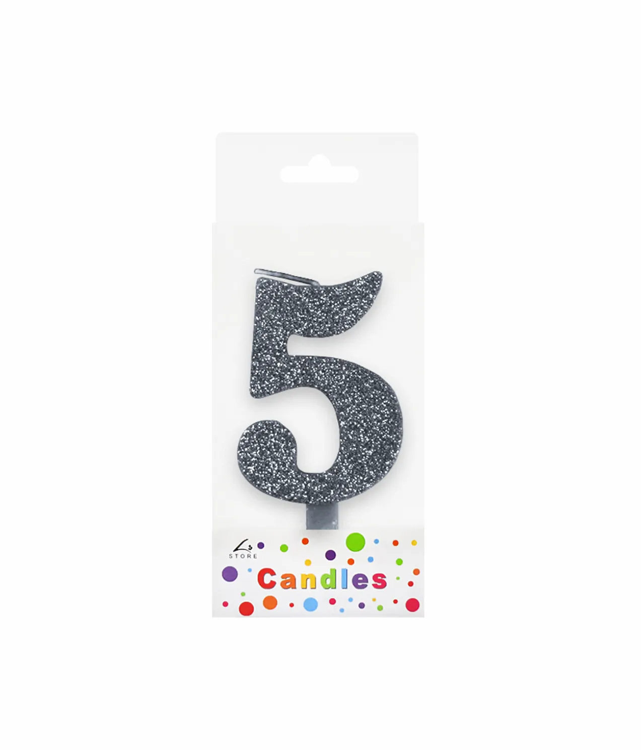 Glitter Silver Number Candle 5