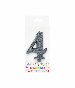 Glitter Silver Number Candle 4