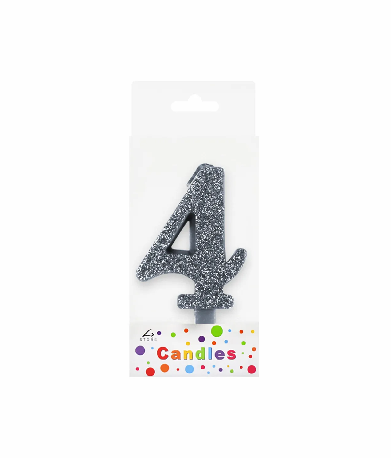 Glitter Silver Number Candle 4