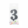 Glitter Silver Number Candle 3