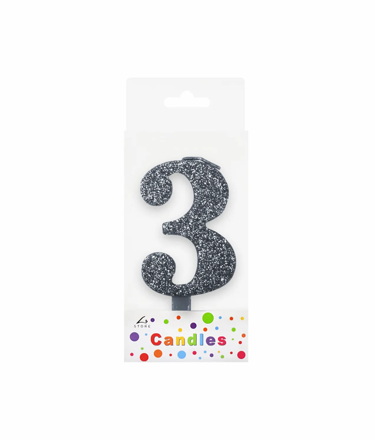 Glitter Silver Number Candle 3