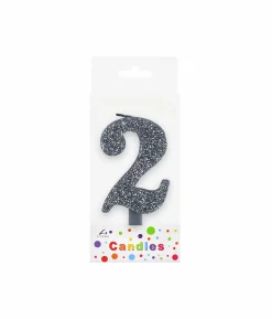 Glitter Silver Number Candle 2