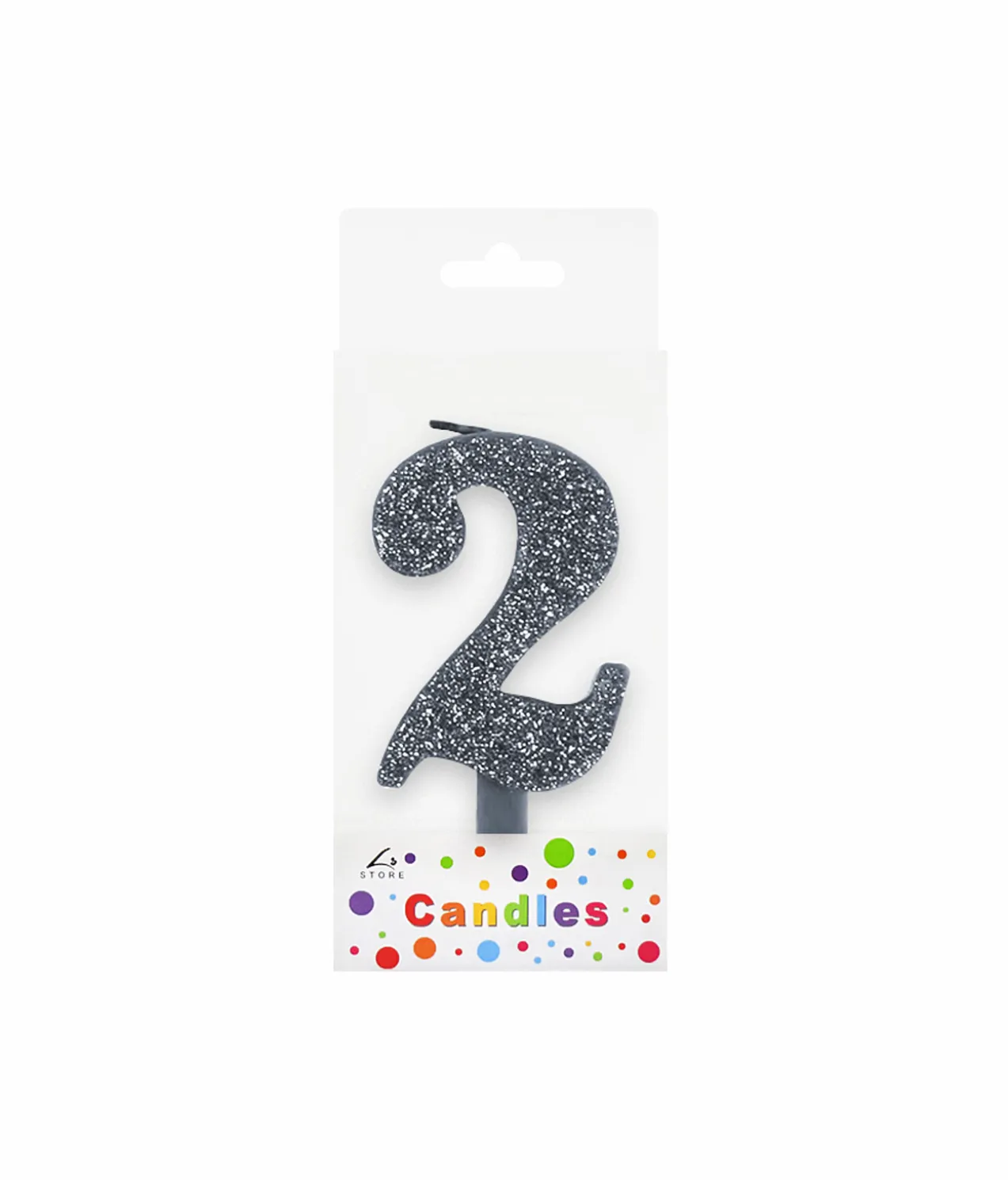 Glitter Silver Number Candle 2