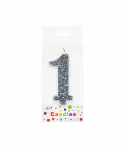 Glitter Silver Number Candle 1