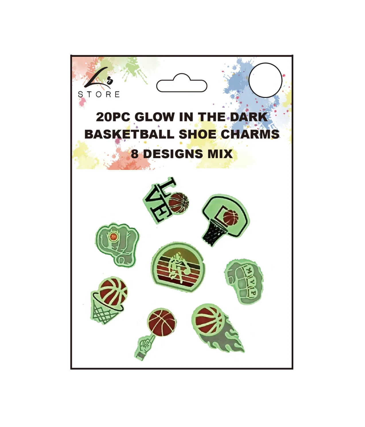 Glow In the Dark Basketball Shoe Charms 20pc