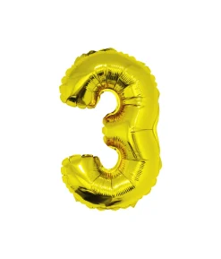 Gold Air Fill Number 3 Balloon