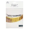 Gold and Silver Foil Tassels Banner with Black LET’S CELEBRATE Banner