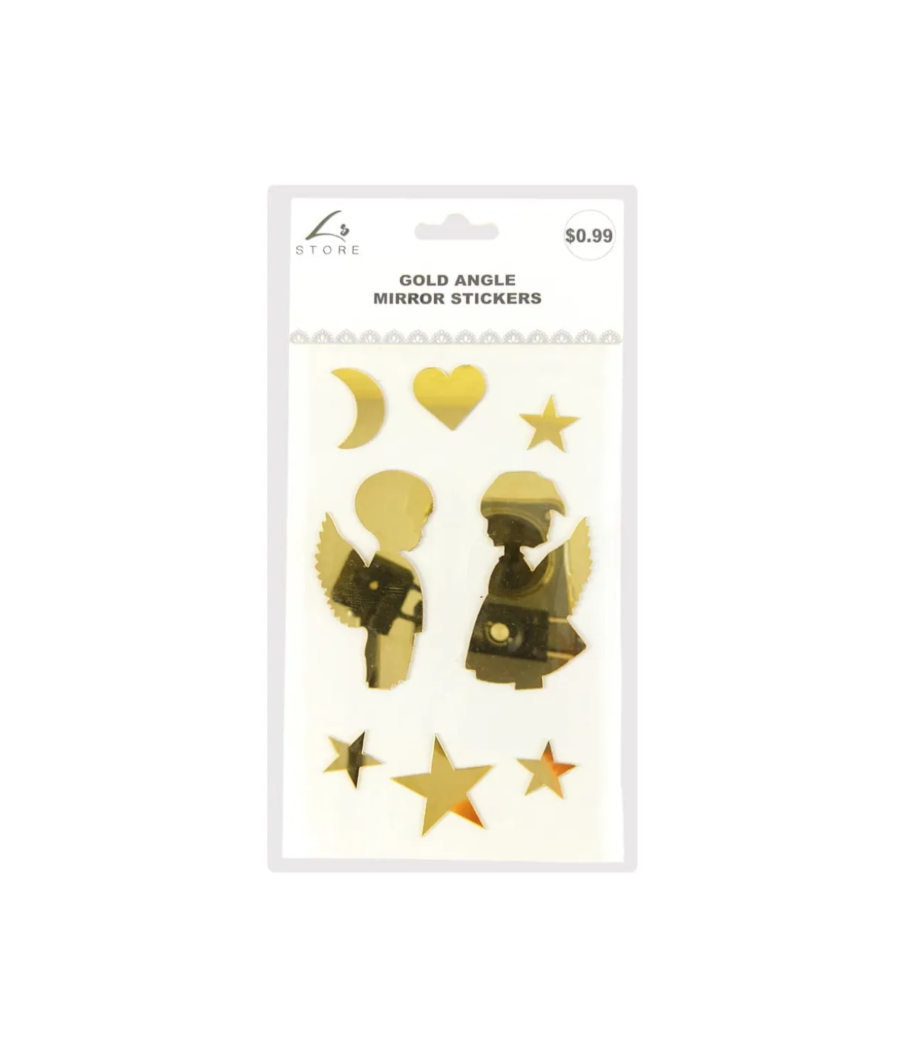 Gold Angle Mirror stickers 19.5x10cm