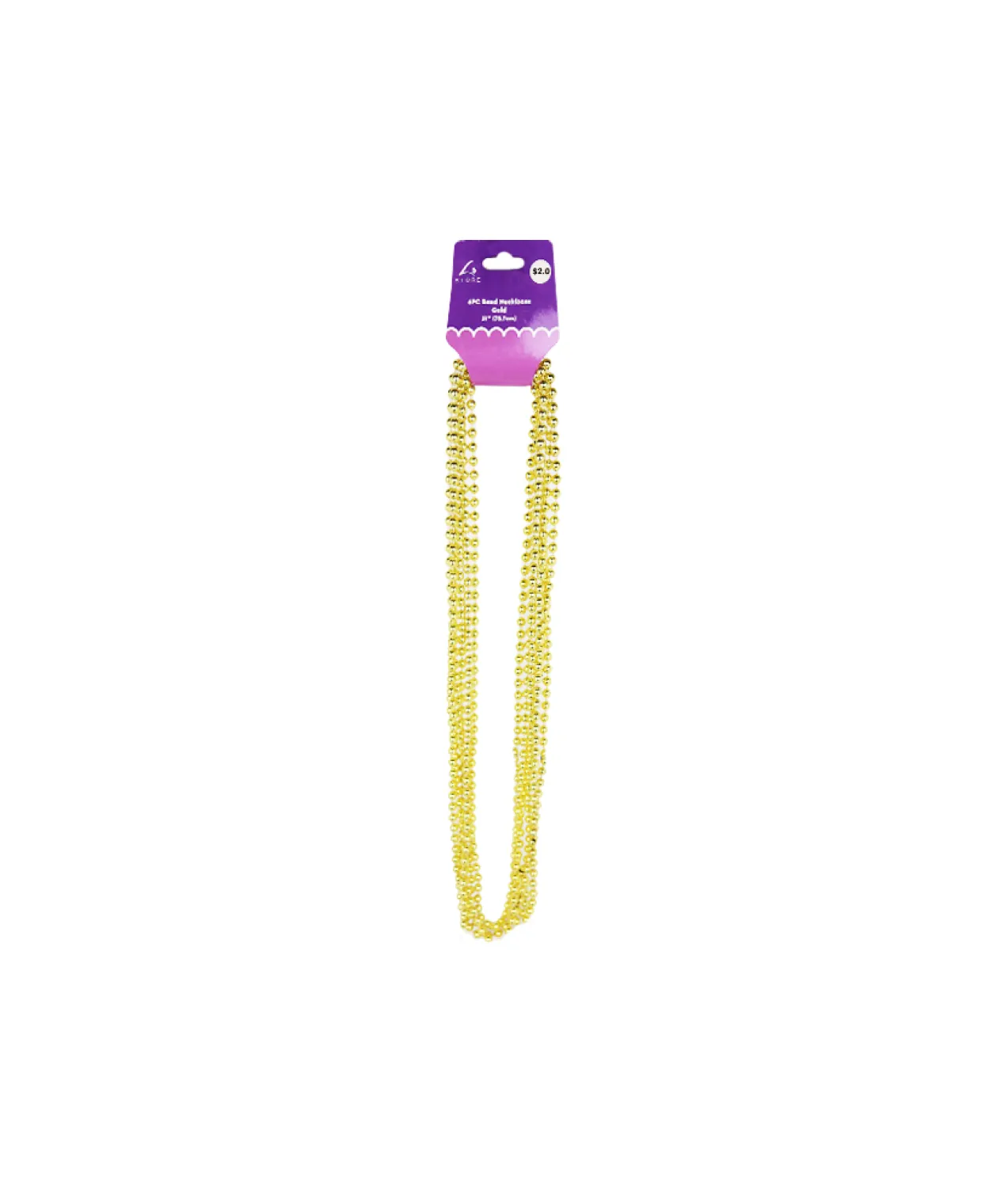 Gold Bead Necklaces 78cm 6pk