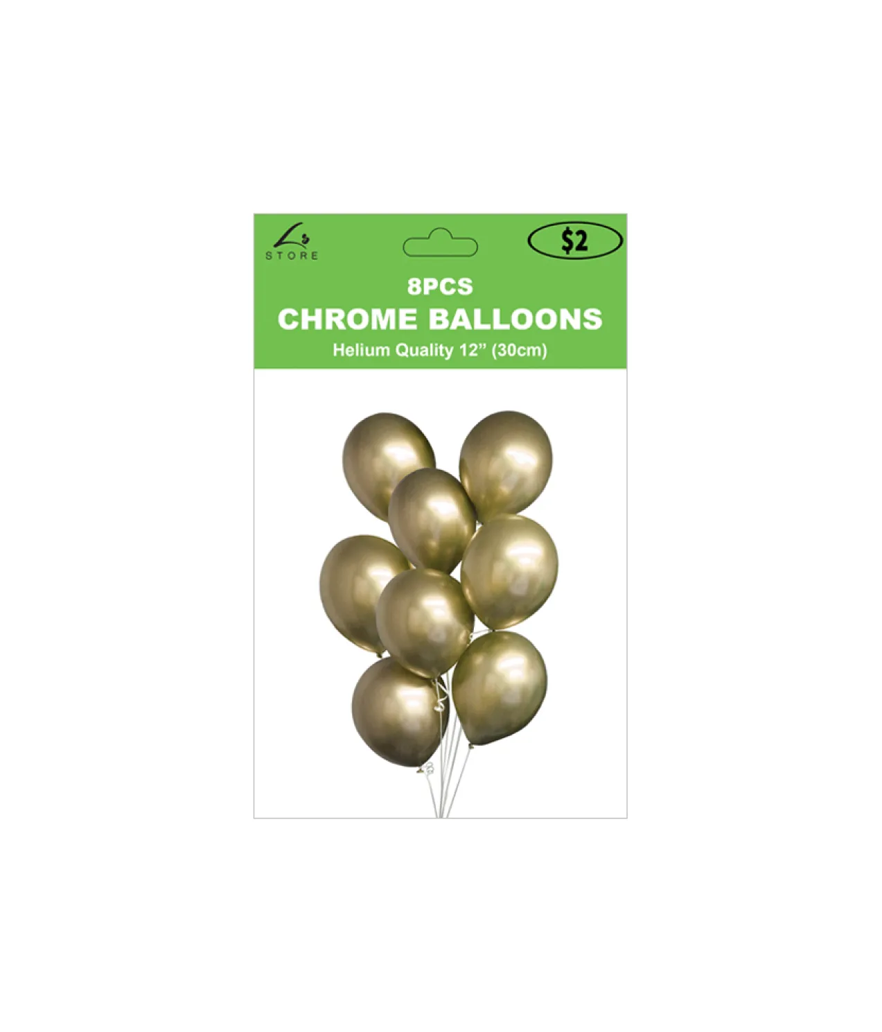 Gold Chrome Latex Balloons 12inch 8pk