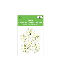 Gold Confetti Latex Balloons 12inch 6pk