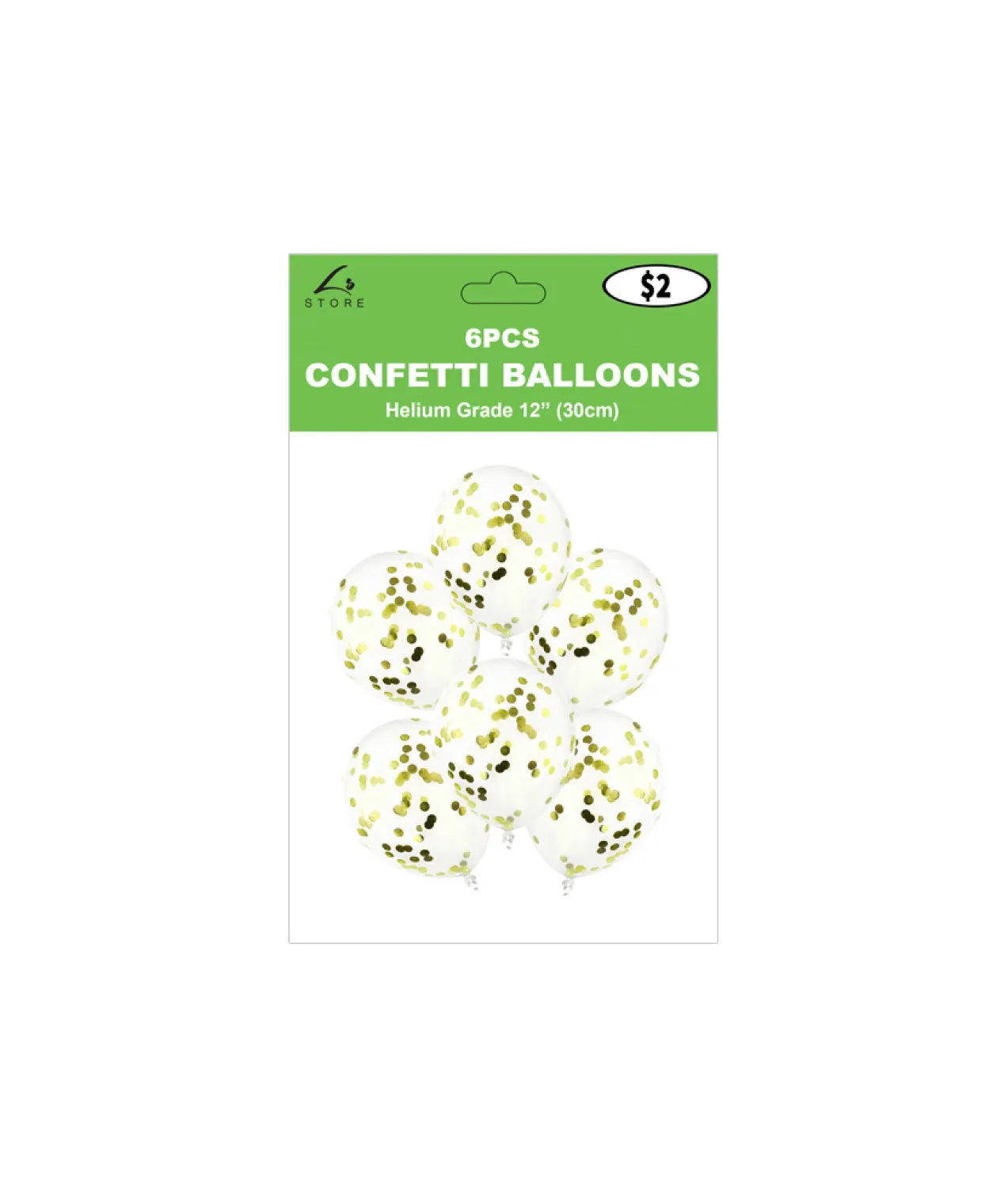 Gold Confetti Latex Balloons 12inch 6pk