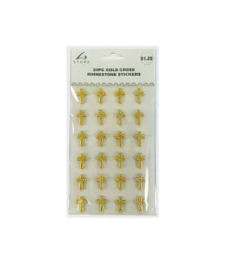 Gold Cross Rhinestone Stickers 24pc