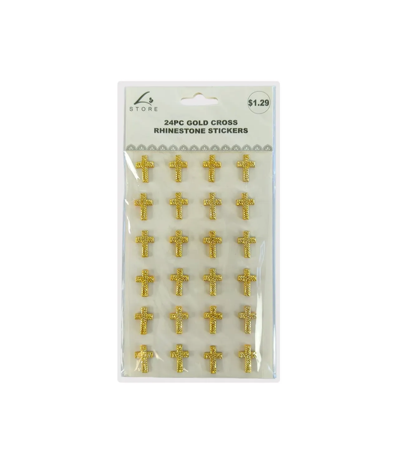Gold Cross Rhinestone Stickers 24pc