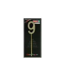 Gold Diamond Cake Topper Number 9