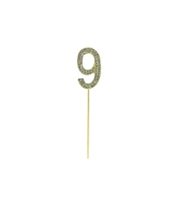 Gold Diamond Cake Topper Number 9