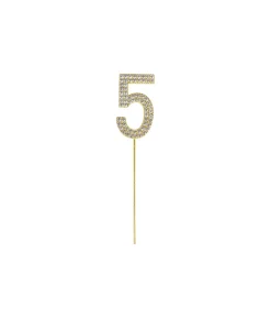 Gold Diamond Cake Topper Number 5