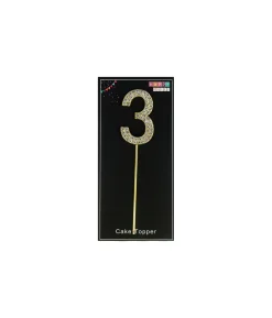 Gold Diamond Cake Topper Number 3