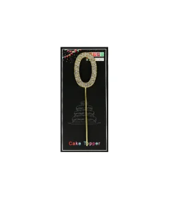 Gold Diamond Cake Topper Number 0