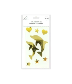 Gold Dolphin Mirror stickers 19.5x10cm