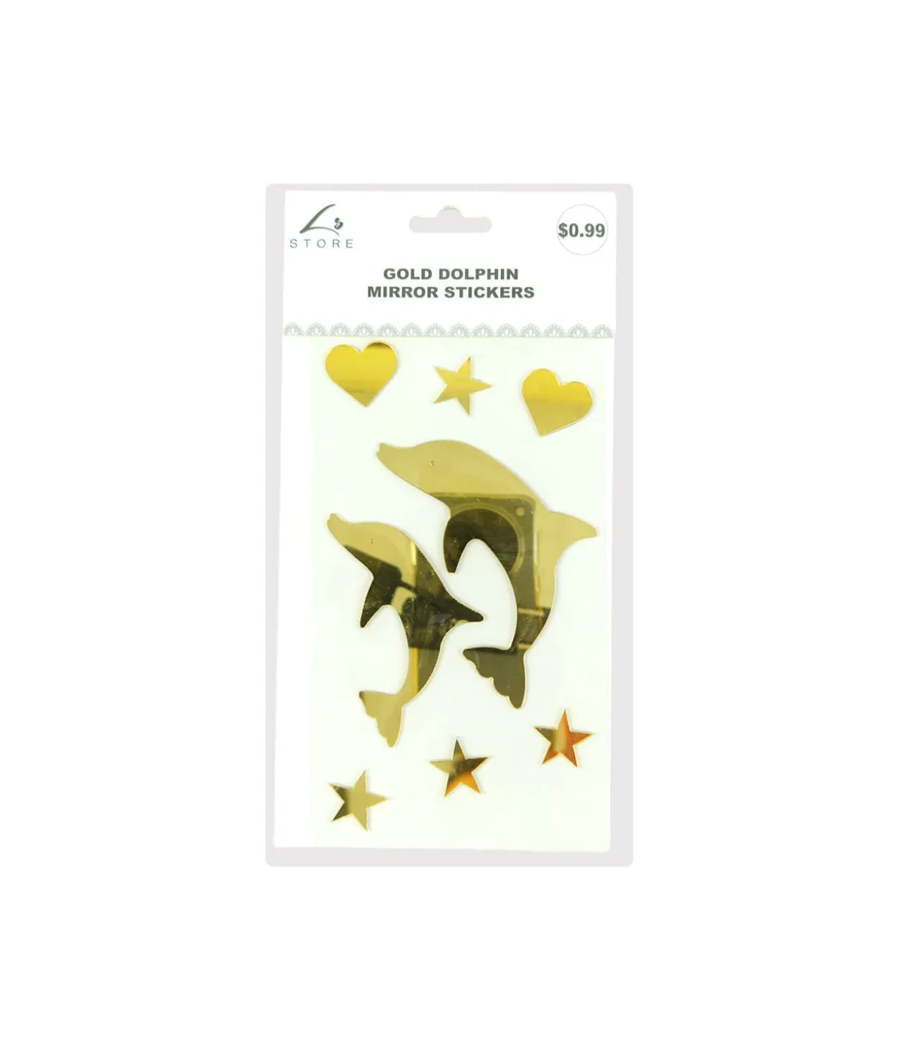 Gold Dolphin Mirror stickers 19.5x10cm