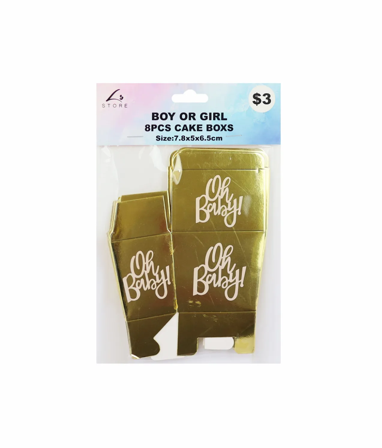 Golden Oh Baby Cake Boxes 7.8x5x6.5cm 8Pcs