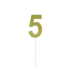 Gold Glitter Cake Topper Number 5
