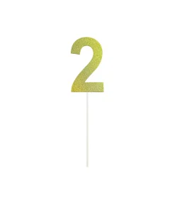 Gold Glitter Cake Topper Number 2