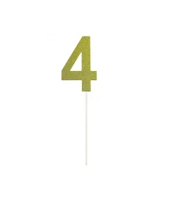 Gold Glitter Cake Topper Number 4