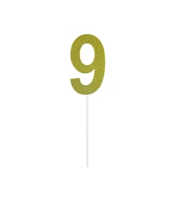 Gold Glitter Cake Topper Number 9
