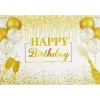 Gold Happy Birthday Banner Backdrop 100x150cm
