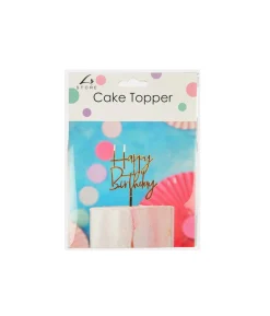Gold Happy Birthday Cake Topper 1pc 9x16cm