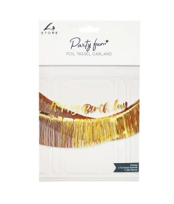 Gold Happy Birthday Foil Tassels Banner