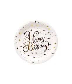 Gold Happy Birthday Paper Plates 12x9in