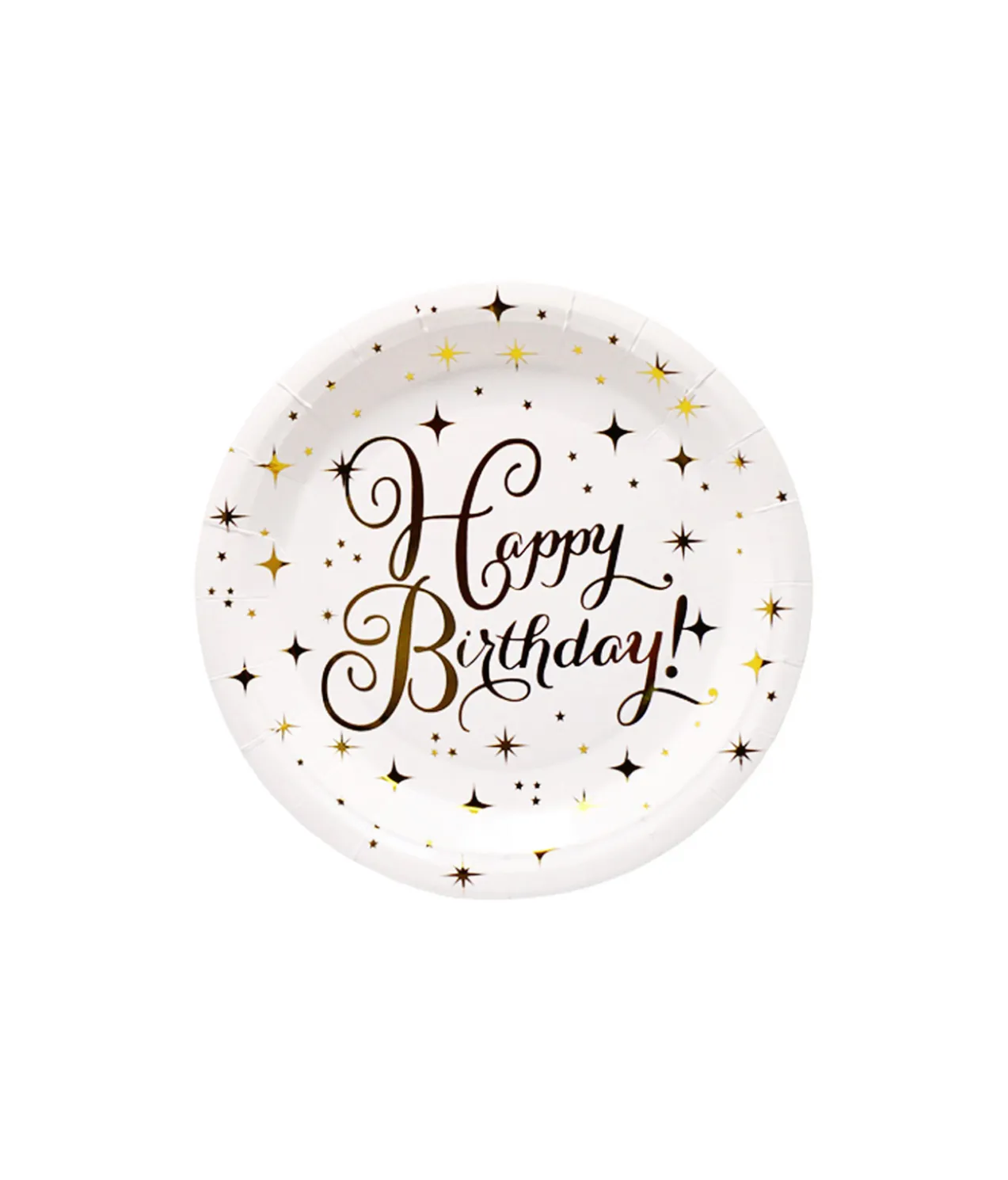 Gold Happy Birthday Paper Plates 12x9in
