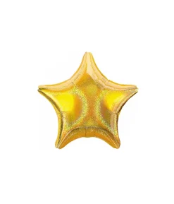 Gold Holo Glitter Star Foil Balloon 18in